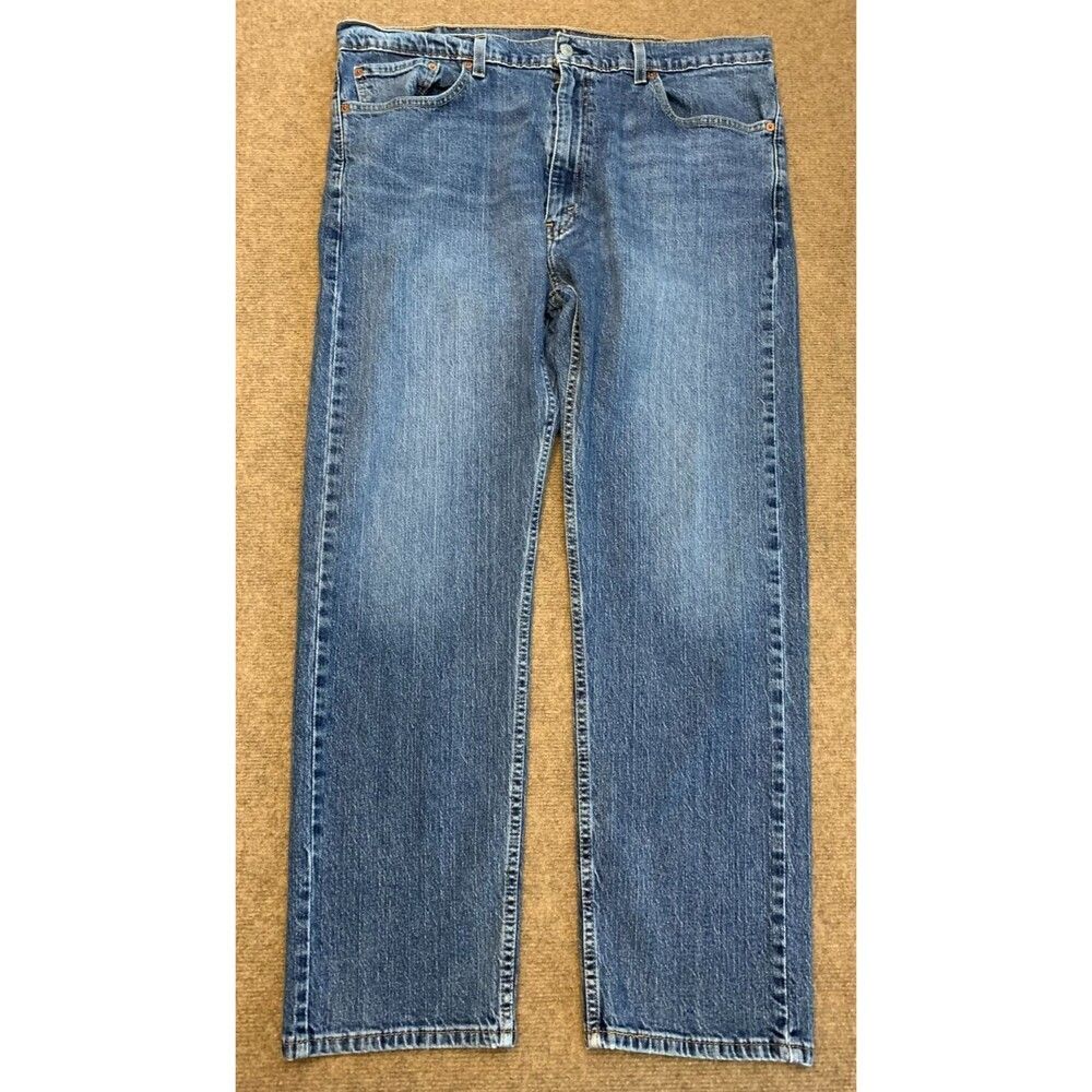 Levis 505 Jeans Mens 40x30 Regular Fit Straight Leg Y2K Whiskered Denim